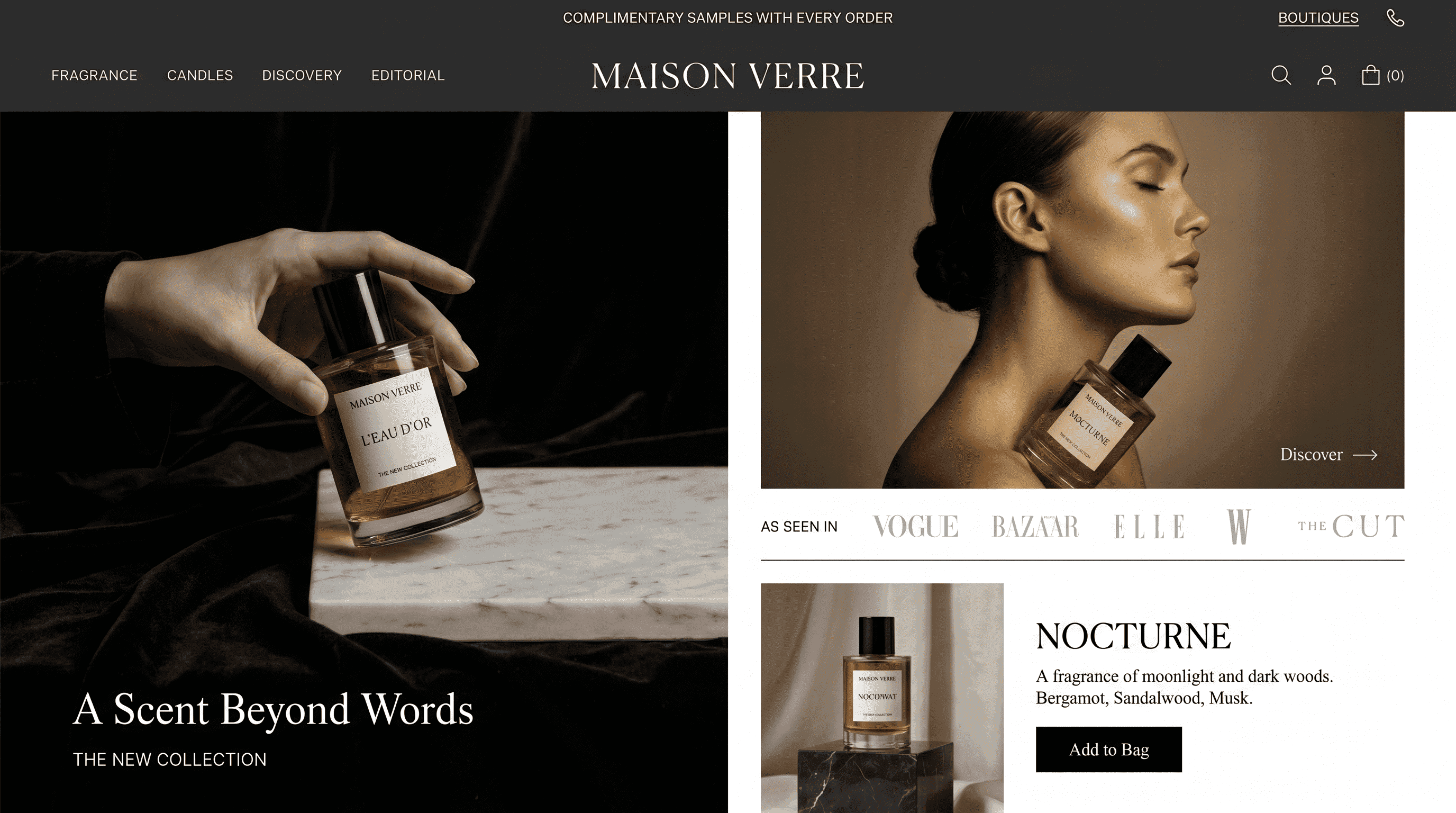 Atelier Noir — High-end Fashion Shopify store mockup